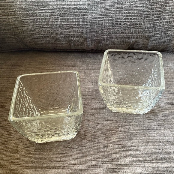 2x Disaronno Italian Glass “Ice” Square Snack/Nut/desert/drinks/candle holder